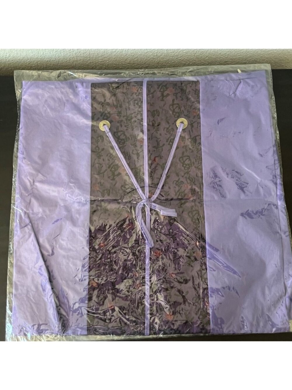 16in Square Calligraphy Style Purple Brocade Pillow Covers Set of 2